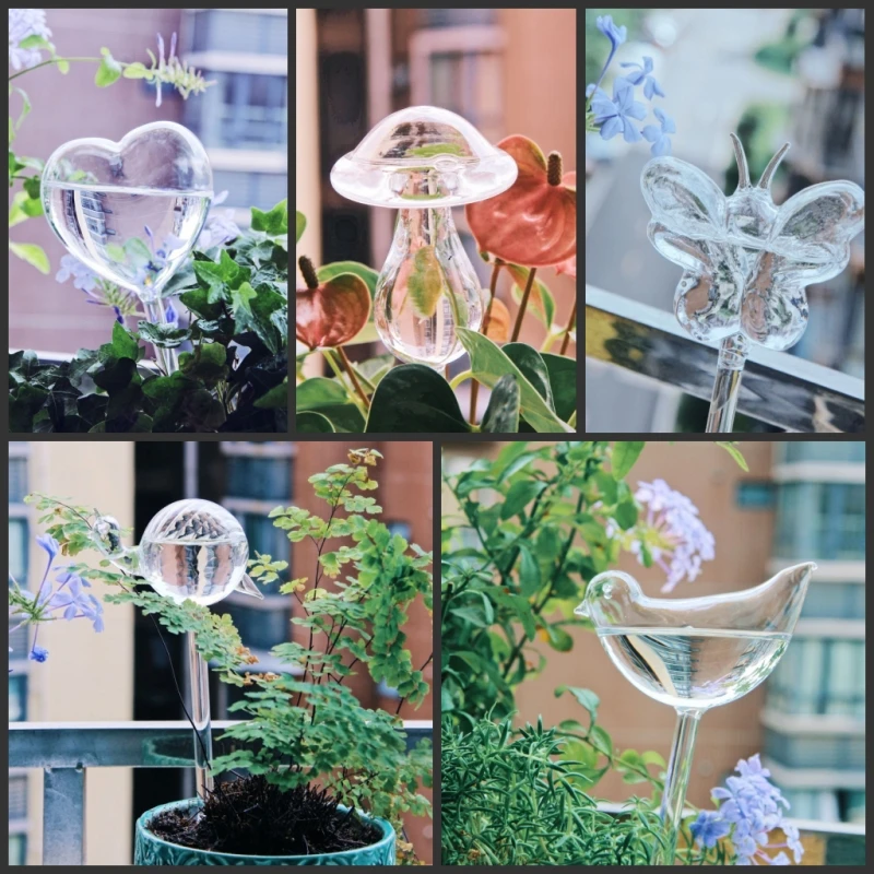 Self Watering Insert - Penyiram Tanaman Kaca Kreatif Bentuk Jamur,