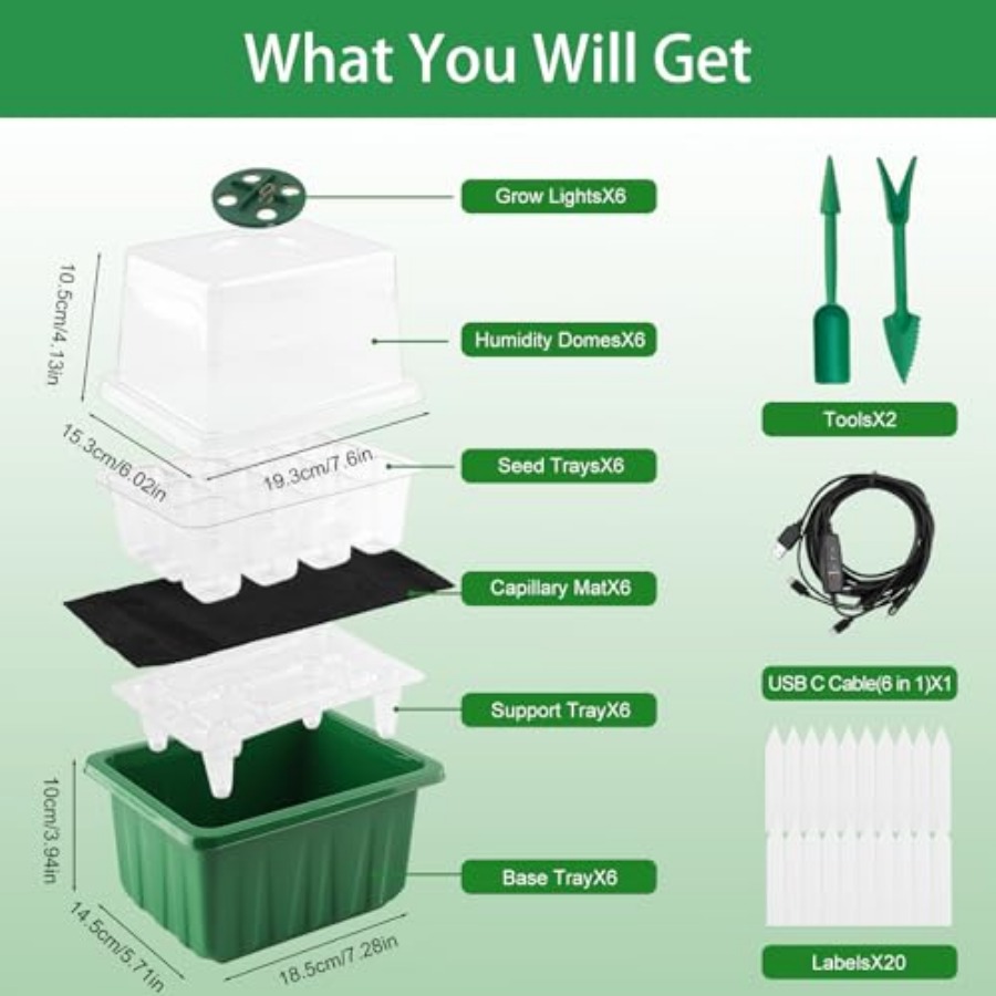Baki Semai Benih dengan Lampu, - Humidity Dome Kit ulasan dan harga